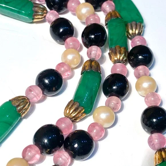RARE! Vintage William De Lillo Beaded Double Strand Necklace